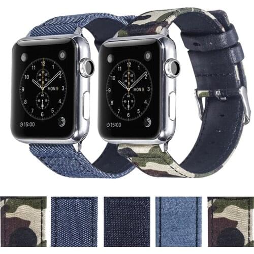 Fashion Fabric Leather Material Band for Apple Watch 38mm 42mm for IWatch 40mm 44mm Series 2 3 4 5 6 SE Strap Watchband Bracelet