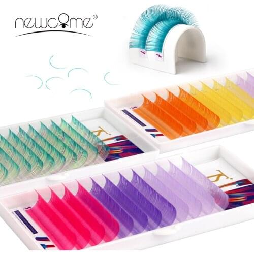 NEWCOME Ombre Mix Color Eyelash Extension Silk Individual False Eyelashes 3D Volume Mink Lashes Colorful Makeup Tools