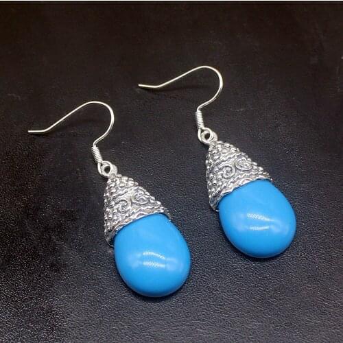 Gemstonefactory Big Promotion 925 Silver Fashion Unique Blue Jasper Women Ladies Gifts Dangle Drop Earrings 20212406