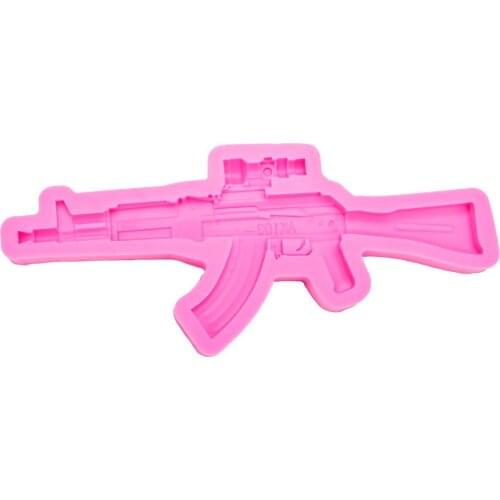 Rifle Silicone rubber Mold Resin Clay Baby Party Chocolate Candy kitchen gumpaste Fondant Cake Decorating Tools FT-1022