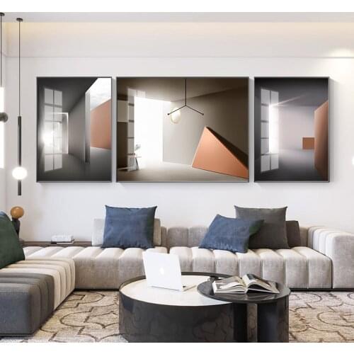 Modern contracted abstract building space orange porch sitting room mural poster prints the adornment picture on canvas wall