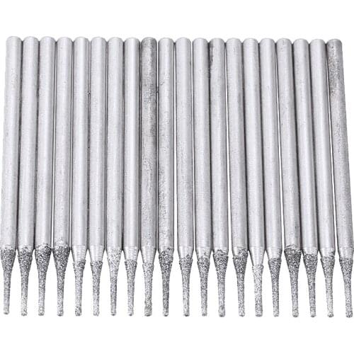 20pcs/lot Diamond Coated Core Drill Hole Cutter Solid Bits Needle 1mm For Gems Glass Tile Ceramic Drilling Power Tools Mayitr