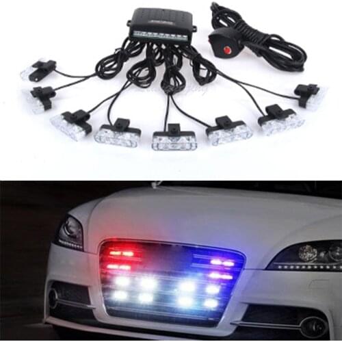 LED Grille Strobe Light 16/32LED Car Grill Light Emergency Warning Signal Lamp Flash Light Daytime running Lights White Amber