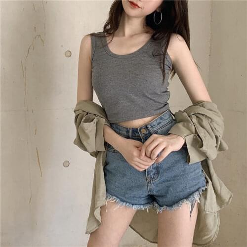 Tank Top Women Sleeveless Tops Tanks Camisole Summer Harajuku Solid Basic Tees Casual Ladies Crop Top Woman Clothes