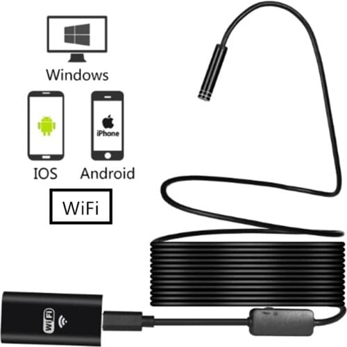 Wifi Endoscope HD 720P 8mm Len USB Camera Semi-Rigid Cable Waterproof Iphone Android Wireless Car Inspection Otoscopio 8Pcs LED