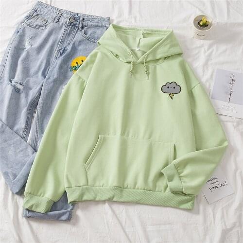 Ulzzang Cartoon Funny Hooded Sweatshirt Womens Korean Fashion Pullover Casual Hoodies Cotton Long Sleeve Streetwear Loose Women