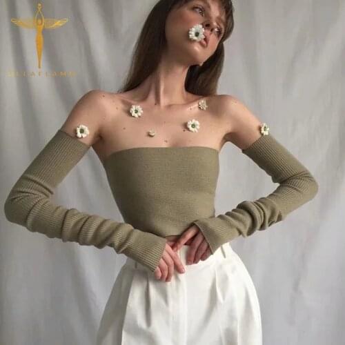 Sexy Sleeveless Tube Top Women 2021 Korean Chic Slim with Long Sleeve Tank Tops Female Ribbed Knitwear Off-Shoulder Crop Vests