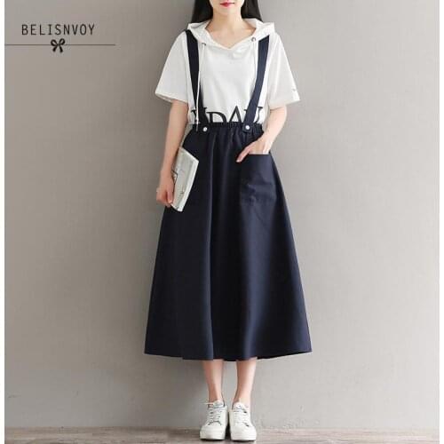 Mori Girl Spring Summner Women Sleeveless Suspender Dress Solid Spaghetti Strap Casual Elastic Waist Female Elbise Cotton Linen