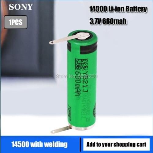 1pc Sony 14500 3.7V AA 680mAh Lithium Batteries With Welding For electric toothbrush Shaver Hair clipper Rechargeable cells