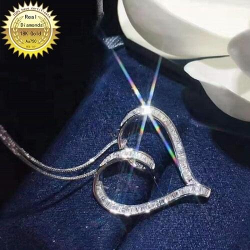100% 18K white gold natural diamond necklace all use 1ct diamond H-M07
