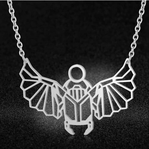 100% Real Stainless Steel Hollow Scarab Necklace Special Gift Amazing Design Super Quality Fashion Animal Pendant Necklaces