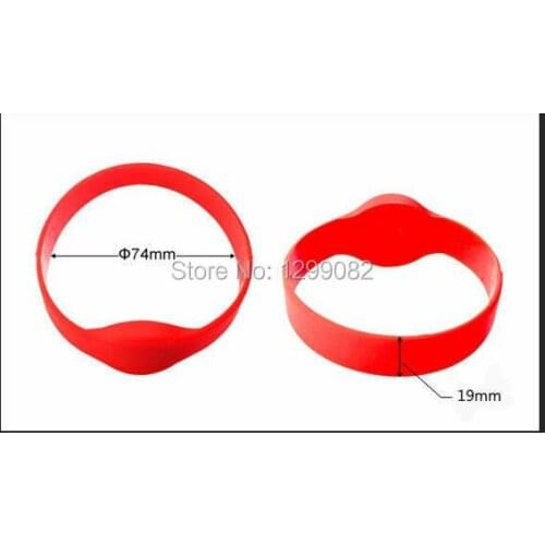 100pcs/lot +Free shipping +74mm RFID 125khz EM-ID TK4100 chip silicone wristband bracelet tag waterproof