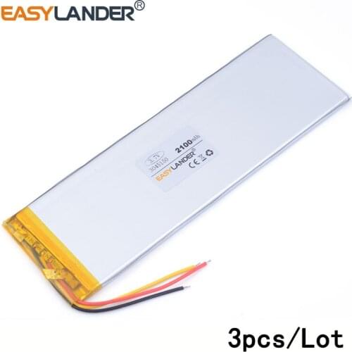 3pcs /Lot 2100mAH 3045150 lithium Li ion polymer rechargeable battery for tablet pc power bank mp4 cell phone speaker E-book
