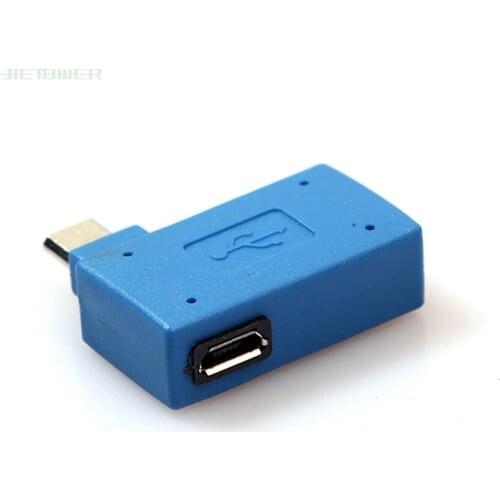 300pcs/lot Hot Sale Right Angled 90 Degree Micro USB OTG Host Flash Disk Adapter with Micro Power for Galaxy Note3 S3 S4