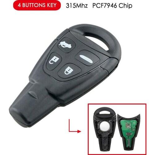 Car Remote Entry Key For Saab 9-3 9-5 2003-2011 315MHz PCF7946 Chip Uncut Blade