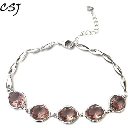 CSJ Zultanite Bracelet Sterling 925 Silver Oval6*8mm Cut Created Sultanite Color Chance Fine Jewelry Women Wedding Party Gift