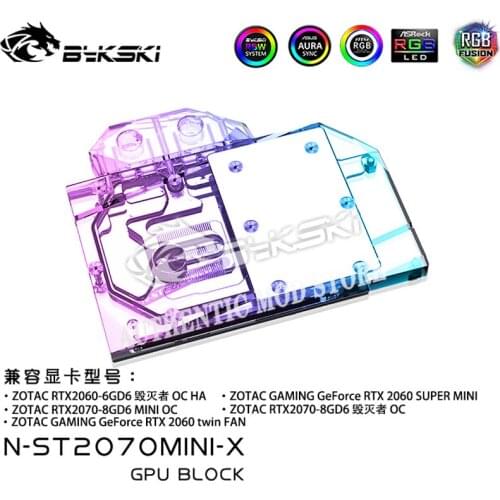 Bykski N-ST2070MINI-X Full Coverage GPU Water Block For VGA ZOTAC GeForce RTX2070-8GD6 MINI OC Graphics Card Radiator Controller