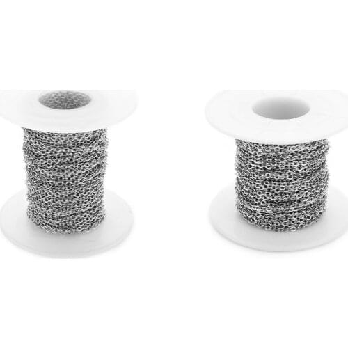 10 Yards/roll Stainless Steel Cross Chain Bulk 1.0 1.5 2.0 2.5 3.0mm Flat Cable Link Necklace Chain Fit DIY Jewelry Making