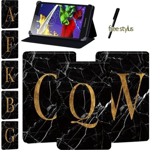 Tablet Case for Lenovo Tab 2A7-(10/10F)/A10-70/Tab 2 A8/Tab 3(7 Essential/10.1)/Tab 4(8/8 Plus/10/10 Plus) - Letter Series + Pen