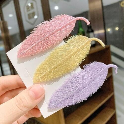 Children Girls Sweet Embroidered leaf Hair Clips Headband bangs clip Hairpins headdress Barrette Hairbands kids Hair Accessories