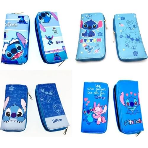 Disney Cartoon Key Chain Blue Stitch Long Zip Pu Wallet Keyring Totoro Wallet Lovely Student Woman Fashion Gift Keychain