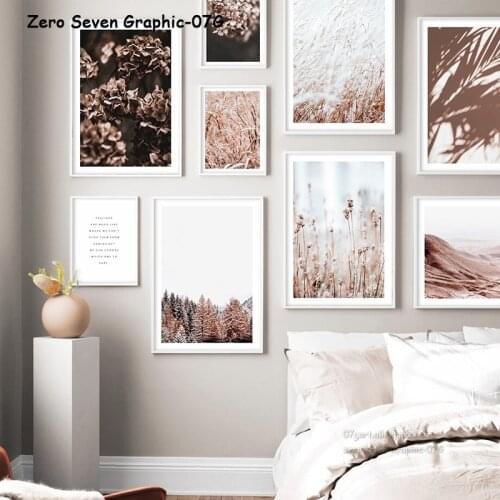 Canvas Poster Print Picture Winter Landscape Withered Plant Flower Photo Wall Art Motivational Quote Gallery Home Decoration