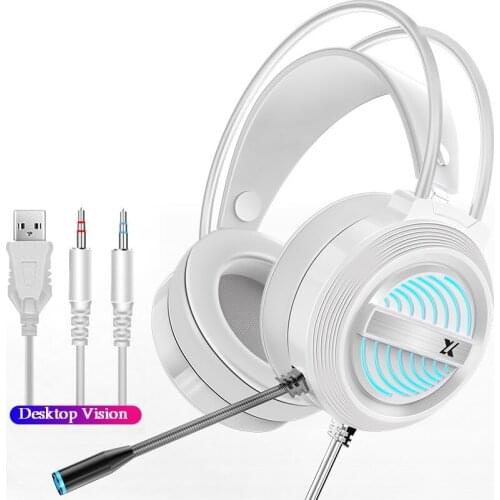Stereo Sound Gaming Headsets with Microphone RGB Lighting for Desktop PC Earphones
