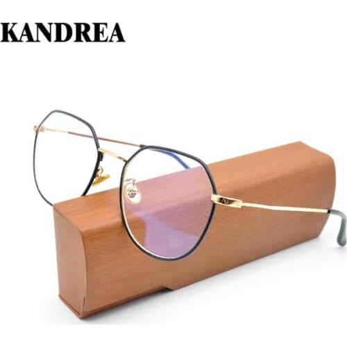 KANDREA 2021 Retro Clear Lens Glasses Square Optical Eyeglasses Frames Women Brand Designer Fashion Glasses Large Frames Eyewear