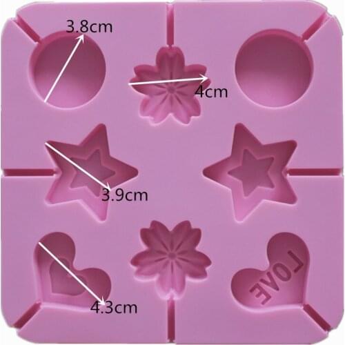 Round Heart Silicone Lollipop Mold Silicone Lolipops Chocolate Cake Molds Flower Candy Cake Molds Bake Cake Decorating Tools A