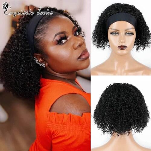 Curly Headband Wig Human Hair Headband Wigs Glueless Human Hair Short Wig Brazilian Headband Wigs Natural Curly Wig