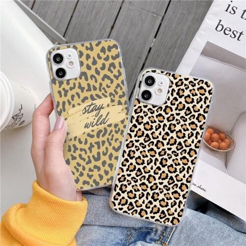 Cute fashion leopard print mobile phone case For iPhone 11 12 Pro XS MAX XR X 7 8 6Plus SE 2021 Candy Soft Silicone Phone Cover