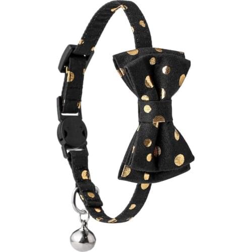 Cute Bowknot Cat Collar with Removable Bow Tie and Bell Adjustable for Kitten Puppy Pet Supplies