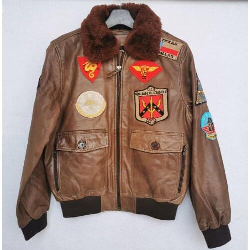 Men Leather Jacket Red Brown Sheepskin Black Cowhide Flight Jackets Man Pilot Jacket Motorcycle Biker Coat Winter Clothing M142
