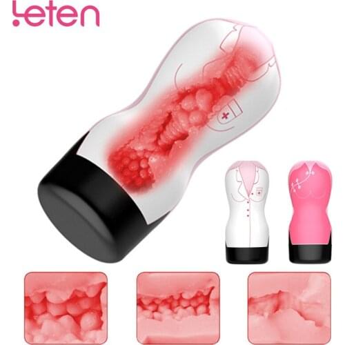 Leten Male Masturbator Cup Realistic Vagina Soft Tight pocket pussy Adult Products Sex Machine Stroker Sex Toys for 18 + Men