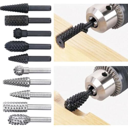 Woodworkin Rasp File Drill Bits Rasp Carving Tool Round Shank Rotary Burr Set Electric Rotating Grinding Head Abrasive Tools