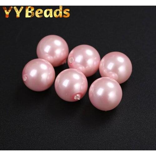 Natural Half Drilled Pink Seashell Pearls Beads 5pcs/pack Round Loose Beads 6 8 10 12mm For Jewelry Making DIY Bracelet Earring