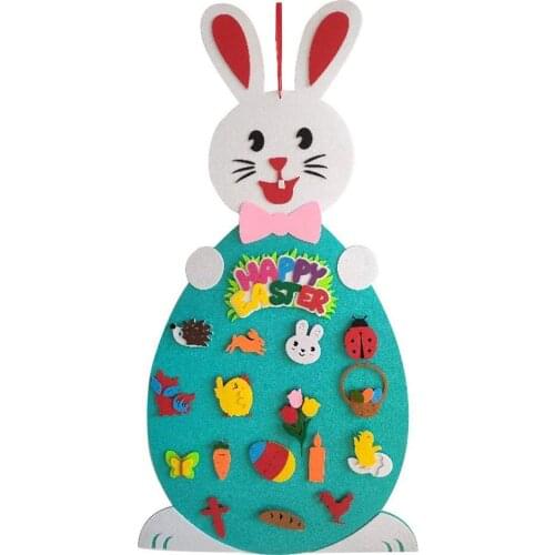 Easter Felt Decor DIY Felt Rabbit Set with Detachable Ornament Bunny Decoration Wall Hanging Game Gift Decor Easter Supplies
