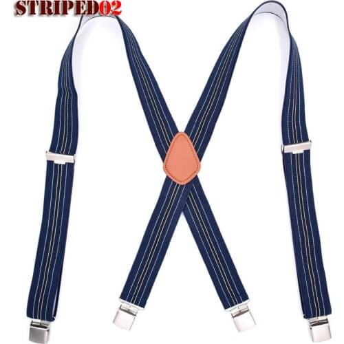 New Polyester Striped Suspenders Adult Male Suspenders X-back Shape Heren riemen Elastic Braguilles d homme 1.38*47.2in MBD8495T