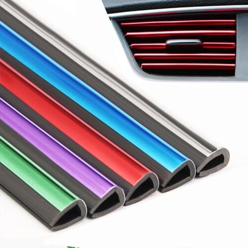 10pcs/lot Car-styling Plating Air Outlet Trim Strip Interior Air Vent Grille Switch Rim Trim Outlet Decoration Strip DIY