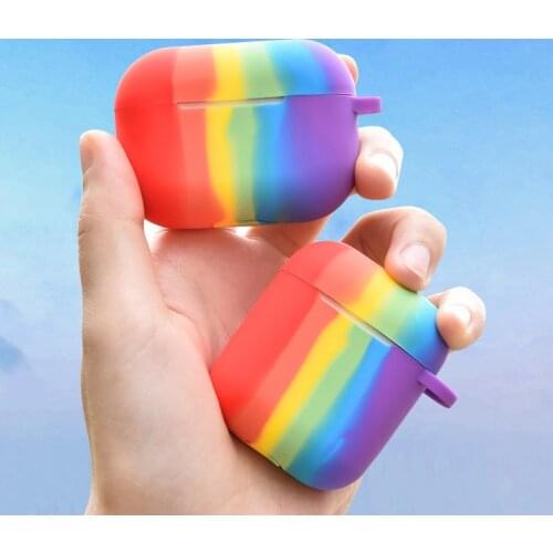 Rainbow Cute Silicone Case For Apple Airpods 1/2 Wireless Bluetooth Headphone Protective Cover for Air Pods pro 3 case soft Box