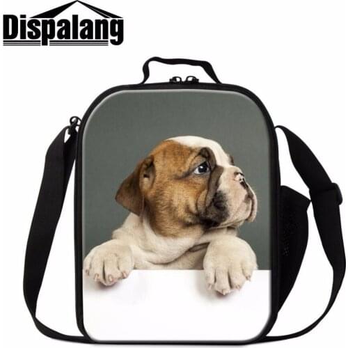 Dispalang Designer 3D Bulldog Prints Shoulder Insulated Lunch Bag Thermal Cooler Bag Thermo Lunch Box Portable Meal Package