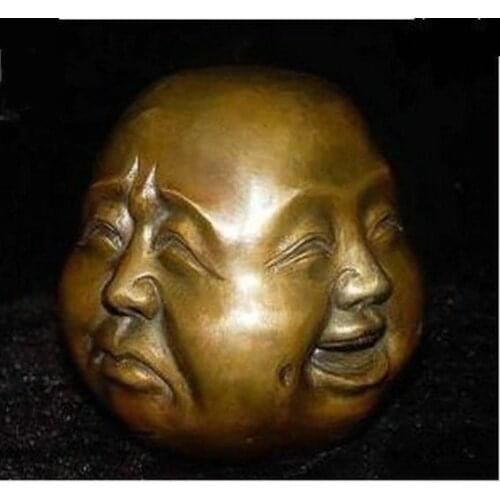 Rare chinese tibet 4 faces buddha head statue decoration copper wholesale Decoration real Brass