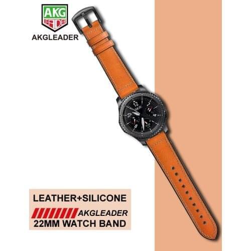 For Samsung Gear S3 Watchbands For Huami Amazfit 1 2 Wrist Strap Real Leather With Silicone Watch Braclet For Huawei Watch 2pro