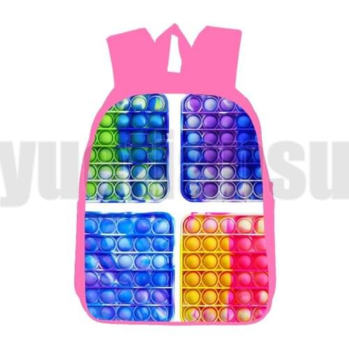 3D POP It Backpack Teenagers Pink Anime Bubble Rainbow Pop Fidget Bag Children Cartoon 12/16 Inch Schoolbags Funny Game Bookbag