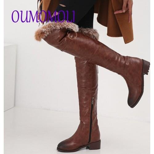 Plarform Russia boots soft PU leather fur fashion over the knee high boots woman warm plush boots round toe winter snow boots
