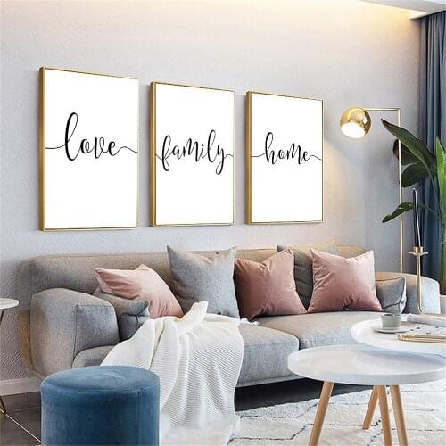 Family Love Home Quotes One Line Canvas Painting Nordic Wall Art Posters And Prints Minimalist Pictures Living Room Home Decor