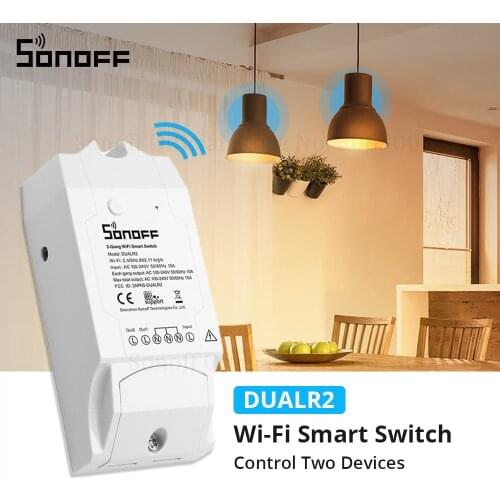 Sonoff Dual 2CH Wifi Switch Dual Lights Controlled Remote Wifi Switch Control Two Devices Smart Wireless Switch Works With Alexa
