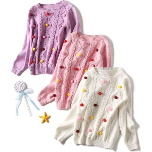 2019 New Girls Sweaters Autumn Outwear Sweater O-Neck Wear Inside Girl Knitted Pullovers Colored Lovely Kids Childrens Clothing