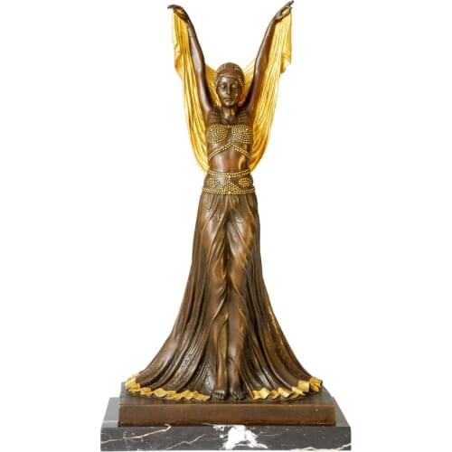 Dance Female Statue Sculpture Bronze Golden Brass Hot Casting Vintage Woman Art Home Decor