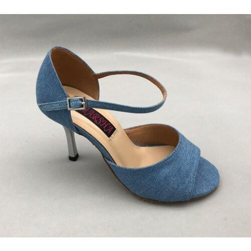 Fashional womens latin dance shoes ballroom shoes salsa dance shoes tango & wedding shoes 6205B-Jeans